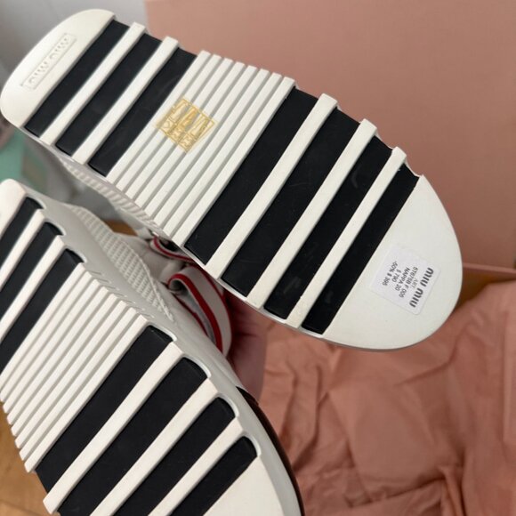 NWT Miu Miu High Top Sneakers White Multi Nappa Leather Lace Up Velcro - Picture 11 of 11